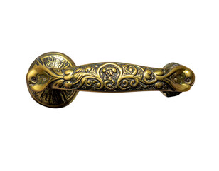  Elegant antique brass handle on wooden base