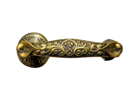  Elegant antique brass handle on wooden base