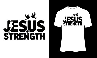 Jesus My Strength Typography with Lightning Bolt Icon – Minimal Christian Vector Design