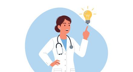 Innovative Medical Professional with Bright Idea in Healthcare Setting – Smiling Woman Doctor Explaining Solution, Concept for Medicine, Diagnosis, Research, Treatment, Presentation, Advertising, Mode