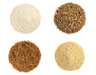 Powdered Roots Circles Mix Four Various Herbal Supplements Health Wellness Ingredient