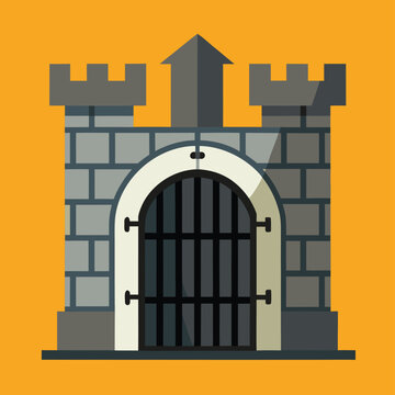 castle gate arch with iron portcullis .eps