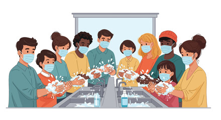 at vector illustration of people washing hands, wearing masks, and staying healthy, promoting prevention and public awareness, International Day of Epidemic Preparedness