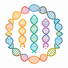 Colorful DNA Science Illustration with Vibrant Genetic Code Displayed in a Circular Pattern