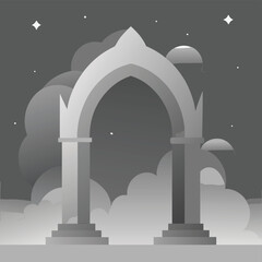 Fototapeta premium ethereal silver arch floating in fog .eps