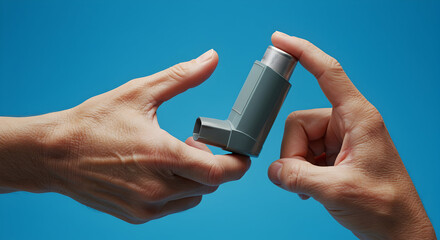 Essential Asthma Inhaler Usage: Hands Demonstrating Proper Technique for Effective Breathing Relief and Respiratory Management