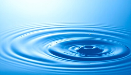 Concentric Water Ripples on Blue Surface &ndash; Abstract Wave Propagation and Fluid Motion Concept