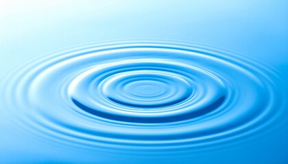 Concentric Water Ripples on Blue Surface &ndash; Abstract Wave Propagation and Fluid Motion Concept