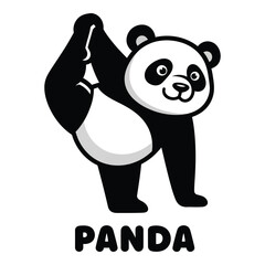 Cute cartoon panda doing yoga poses animated character design and graphics silhouette