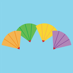 four colorful paper fans arranged for festive deco (1).eps