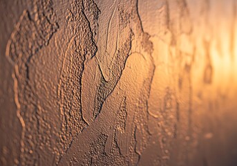 Naklejka premium Intricate stucco texture illuminated by warm golden side light