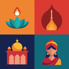 four piece collection of vibrant diwali illustrati (2).eps