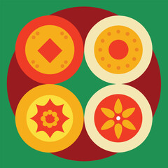 four piece set of festive decorative plates .eps