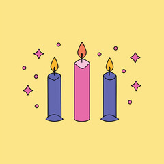 four sparkling candles surrounded by flower petals (1).eps