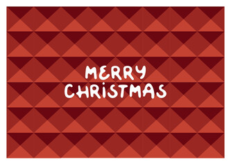 Christmas card: the cute word “Merry Christmas” on a geometric tile background 