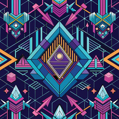 futuristic digital seamless geometric vector patte.eps