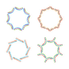 Abstract round color lines art shape decoration isolated flat style design