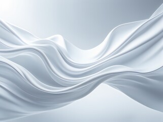 Fototapeta premium Flowing translucent white fabric with soft curves on light gray background