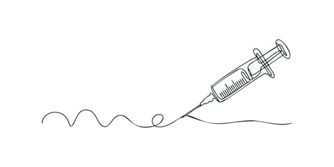 Naklejka na ściany i meble Minimalist medical syringe on white Naklejka na ściany i meble Minimalist medical syringe on white