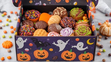 AI Halloween muffins in a basket