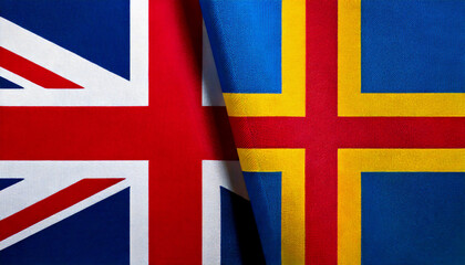 Fototapeta premium イギリスの国旗とオーランド諸島の旗(UK Flag & Åland Islands flag.) 