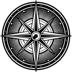 Obraz premium compass linocut textured retro illustration .eps