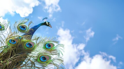 Iridescent Peacock Beauty: Close-Up Macro Shots of Colorful Feathers&mdash;Bright Blue/Green Plumes, Eye Patterns & Tail Details for Nature Art