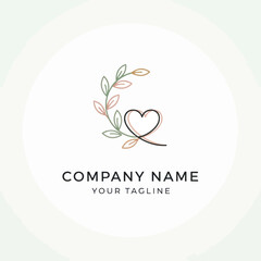 Elegant heart and leaf logo design for a company or brand.