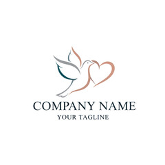 Elegant Dove with Heart Symbolizing Love and Peace.