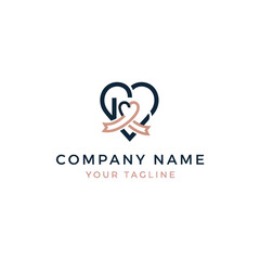 Fototapeta premium Elegant Heart Logo Design with Ribbon and Lettering for Brand Identity.