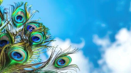 Iridescent Peacock Beauty: Close-Up Macro Shots of Colorful Feathers&mdash;Bright Blue/Green Plumes, Eye Patterns & Tail Details for Nature Art