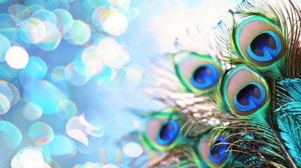 Iridescent Peacock Beauty: Close-Up Macro Shots of Colorful Feathers&mdash;Bright Blue/Green Plumes, Eye Patterns & Tail Details for Nature Art