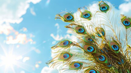 Iridescent Peacock Beauty: Close-Up Macro Shots of Colorful Feathers&mdash;Bright Blue/Green Plumes, Eye Patterns & Tail Details for Nature Art