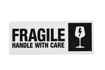 Handle with care: fragile label for shipping and moving boxes