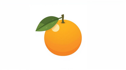 Vibrant Orange Fruit with a Single Green Leaf Isolated on a Light Brown Background