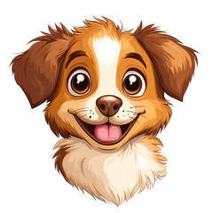 Obraz premium Adorable Brown and White Puppy Cartoon Illustration