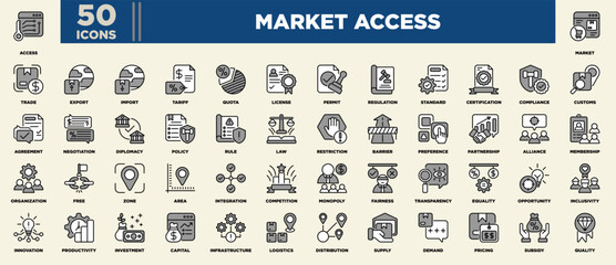 Market Access Icon Sheet Grey Illustration