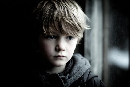 Image of a sorrowful young boy