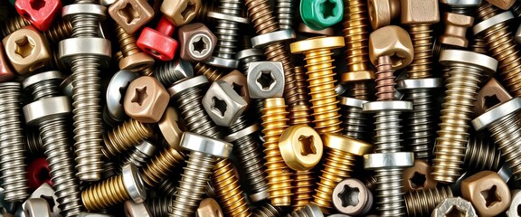 Assorted screw heads in various sizes and types,  tool,  collection