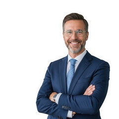 Professional man in suit with arms crossed smiling confidently