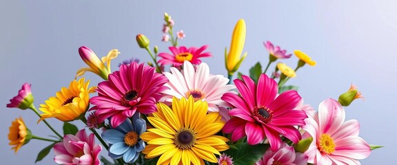 Vibrant vector illustration of birth month flowers arranged as a bouquet,  graphic,  element