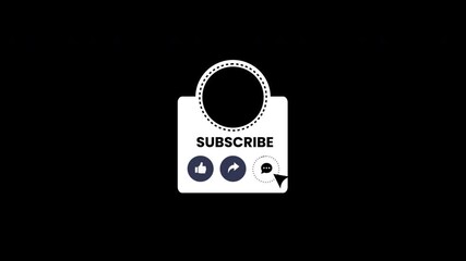Subscribe Button Animation with Like Share Icons and Mouse Click on Transparent Alpha Background