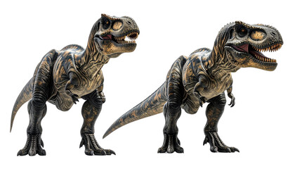 Realistic Standing T-Rex Dinosaur in Two Variations, isolated on transparent background