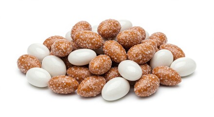 jordan almonds sugar-coated dragees on a white background for sweets and dessert themes