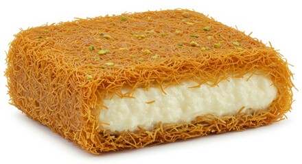 knafeh pastry cheese-based version isolated on white background for culinary and food photography