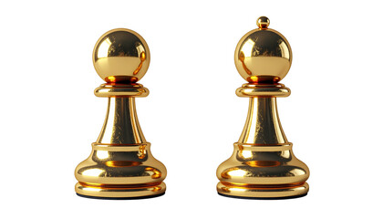 Shiny Metallic Gold Pawn Symbols in Dual Styles, isolated on transparent background