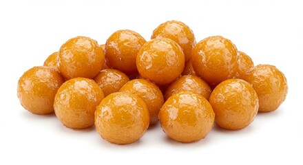 lokma small fried dough balls with syrup isolated on a white background for dessert or culinary photography