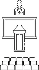 Conference Presentation - Speaker at Podium with Audience Illustration.