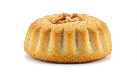 walnut and cinnamon maamoul cookie isolated on a white background for dessert or culinary inspiration