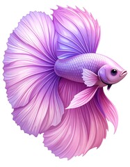 Obraz premium A vibrant digital illustration portrays a colorful Siamese fighting fish. The fish showcases flowing, detailed fins in shades of purple and pink